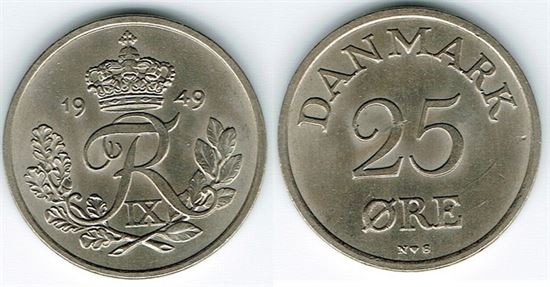 25 øre 1949 i kv. 01 - 0