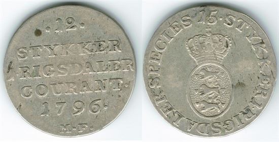 År 1796 - Chr. VII - 1/15 speciedaler i kv. 1+ H15 Sieg 20