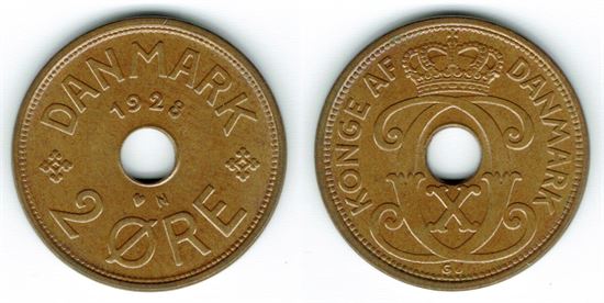 2 øre 1928 i kv. 0