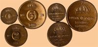 Sverige: 1 øre, 2 øre og 5 øre 1959 i kv. 0