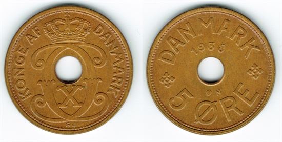 5 øre 1938 i kv. 0