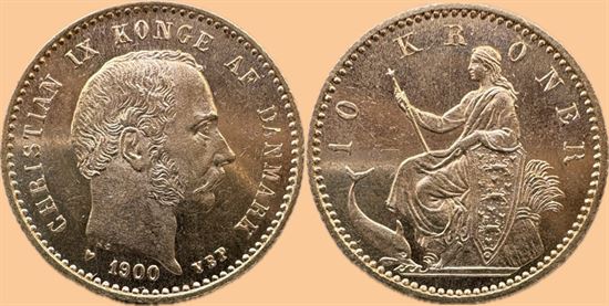 Guld 10 kr. 1900 i kv. 01 - 0