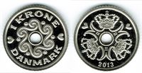 1 kr. 2013 i kv. M - fra Kgl. Proof møntsæt