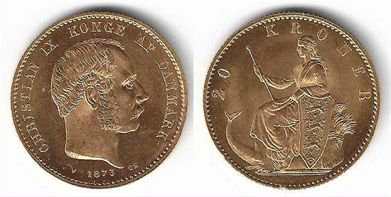 Guld 20 kr. 1873 i kv. 01