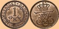 1 øre 1909 i kv. 01 - flot lysebrun farve