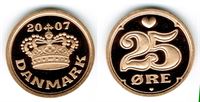 25 øre 2007 i kv. M - fra Kgl. Proof møntsæt