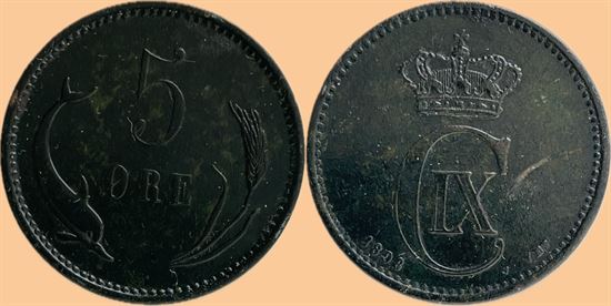 5 øre 1898 i kv. 1 - 1+