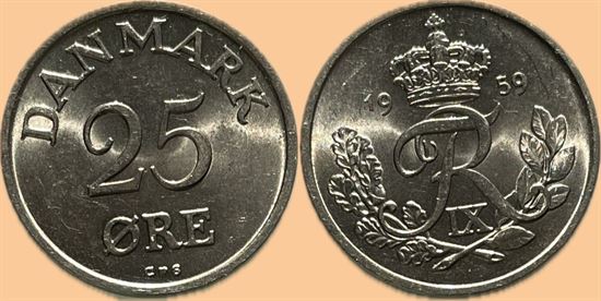 25 øre 1967 Sieg 6 i kv. 0