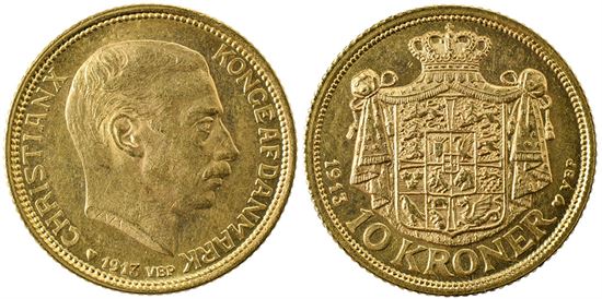 Guld 10 kr. 1913 i kv. 01 - 0
