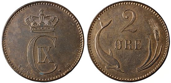 2 øre 1886 i kv. 1+ - 01/01