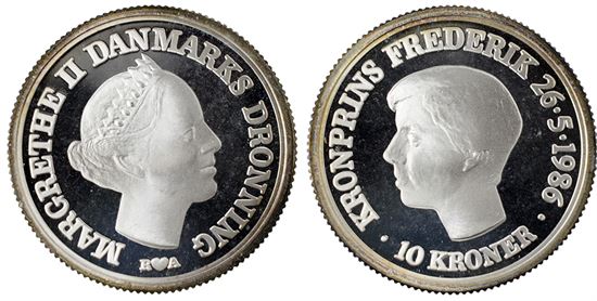Erindringsmønt - Årgang 1968 10 kr. sølv i kv. M