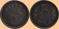 5 øre 1918 i kv. (0) - fladpræget i kronen - fint velbevaret zinklag