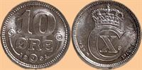 10 øre 1915 i kv. 0 - begyndende patina på den ene side