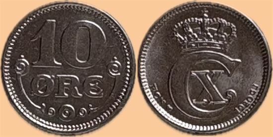 10 øre 1920 i kv. (0) - lidt svag præg i kronen