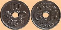 10 øre 1933 i kv. 1+ - renset