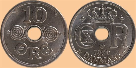 10 øre 1936 i kv. 0