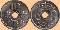10 øre 1937 i kv. (0) - lidt svagt præget R