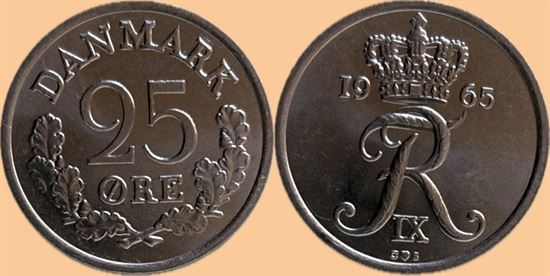 25 øre 1965 i kv. 0