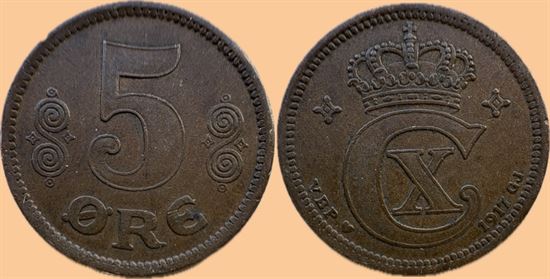 5 øre 1917 i kv. 1+ - 01