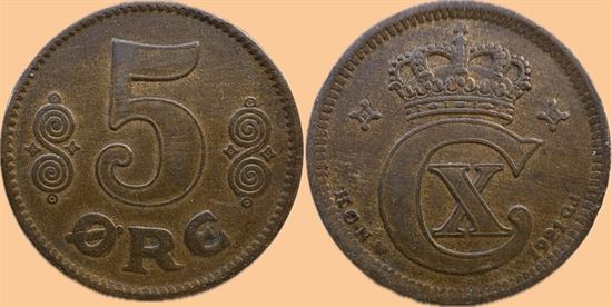 5 øre 1921 i kv. 1+
