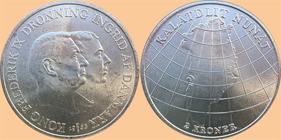 Erindringsmønt - Årgang 1953 2 kr. sølv i kv. 0