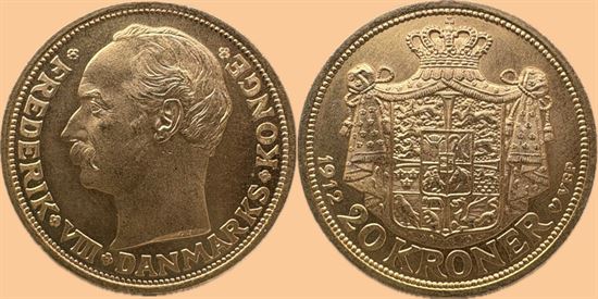 Guld 20 kr. 1912 i kv. 0