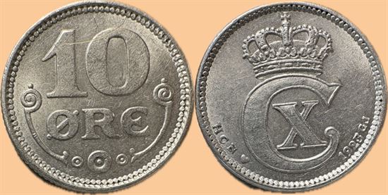 10 øre 1923 i kv. 1+