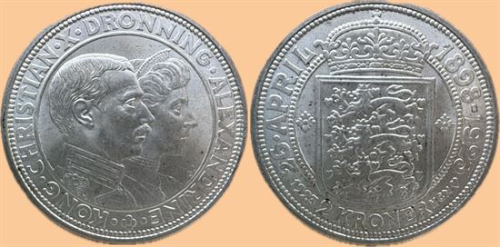 Erindringsmønt - Årgang 1923 2 kr. sølv i kv. 01