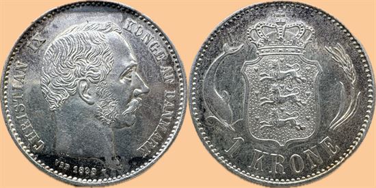 1 kr. 1898 i kv. 0 - begyndende patineringer