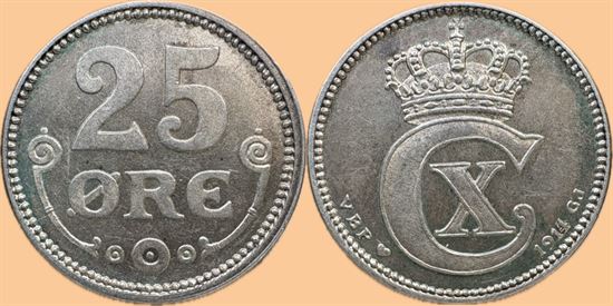 25 øre 1914 i kv. 01