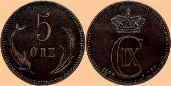 5 øre 1898 i kv. 1+