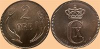2 øre 1874 i kv. M - pragteksemplar