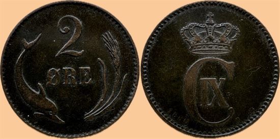 2 øre 1880 i kv. 1 - 1+