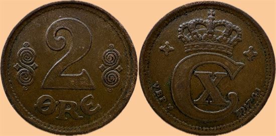 2 øre 1917 i kv. 1 - 1+