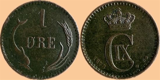 1 øre 1878 i kv. 1+