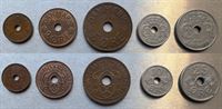 Færøerne: 1 øre, 2 øre, 5 øre, 10 øre og 25 øre 1941 komplet i pæne kvaliteter