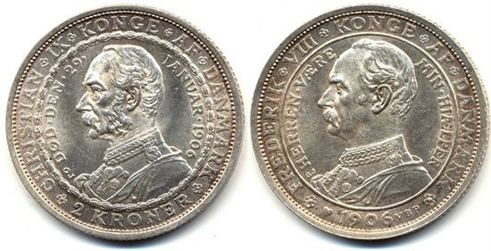 Erindringsmønt - Årgang 1906 2 kr. sølv i kv. 01