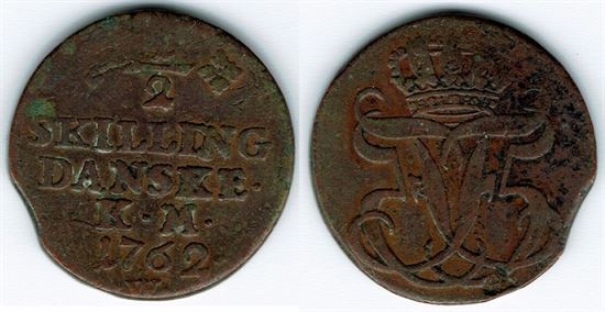 År 1762 - Fr. V - ½ skilling i kv. 1 - S1.2,H40A