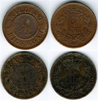 År 1857,1863 - Fr. V - ½ og 1 skilling i kv. 1+ og 1 - 1+