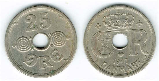 25 øre 1947 i kv. 1+ - 01