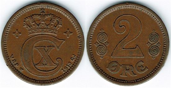 2 øre 1913 i kv. 1+