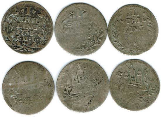 Tyskland: År 1738, 1765, 1765 1 schilling 