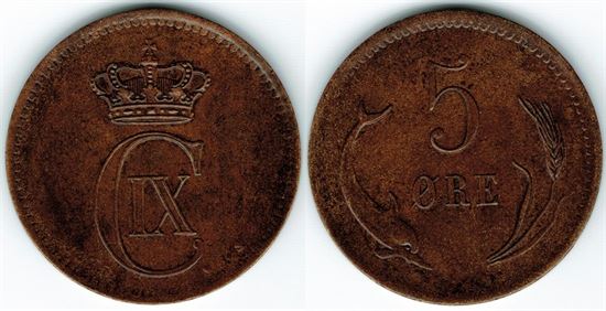 5 øre 1875 i kv. 01