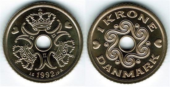 1 kr. 1992 i kv. M - pragteksemplar