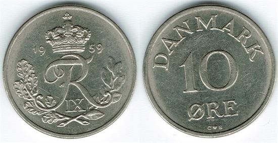 10 øre 1959 i kv. 1+