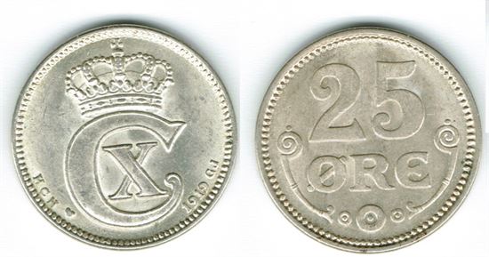 25 øre 1919 i kv. 01 - 0