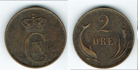 2 øre 1887 i kv. 1+