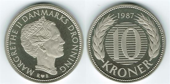 10 kr. 1987 i kv. M - Pragteksemplar