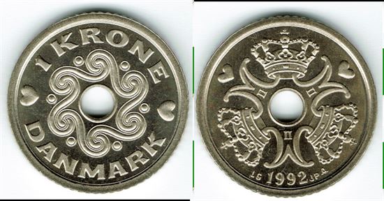 1 kr. 1992 i kv. S - M - Pragteksemplar med medaljeprægskarakter