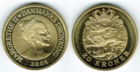 20 kr. 2005 i kv. S - M - Pragteksemplar med medaljeprægskarakter